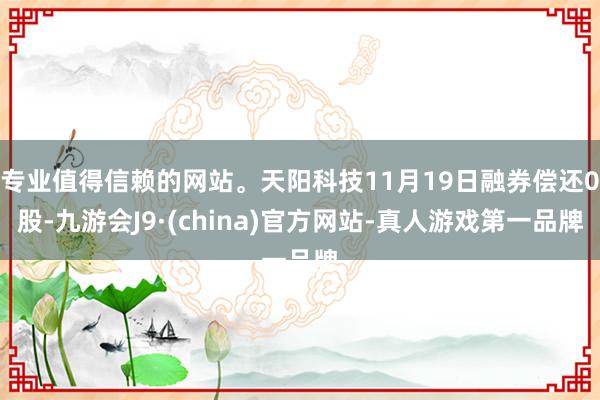 专业值得信赖的网站。天阳科技11月19日融券偿还0股-九游会J9·(china)官方网站-真人游戏第一品牌